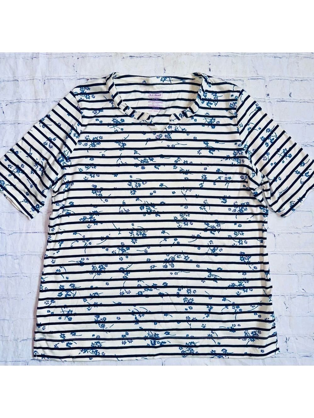 NWOT Women’s Large Petite LL Bean Supima Cotton VNeck Tunic Shirt Blouse